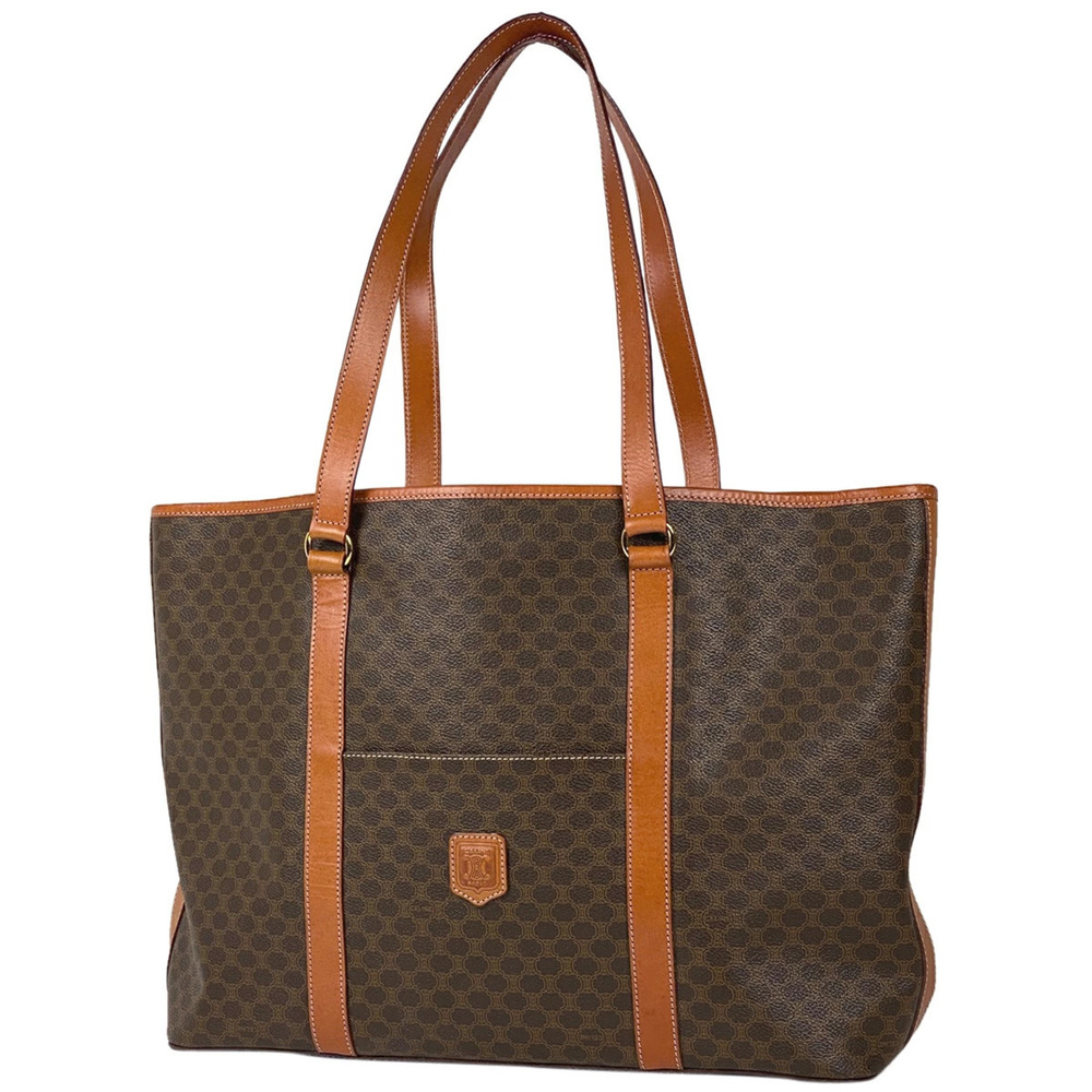 Celine Macadam tote bag shoulder logo canvas brown